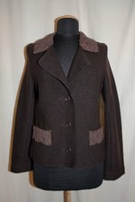 SUSAN BAUMGÄRTEL leichte Design Jacke Blazer Walkloden mit Spitze braun NEU