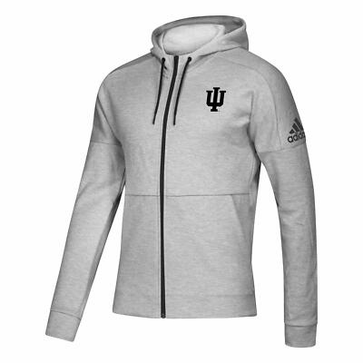 adidas Men's Indiana Hoosiers Stadium ID Heavy Duty Full Zip Hoodie Gray  2XL