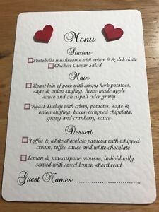 10 Scelte Di Menu Di Nozze Cuore Design Per Gli Ospiti A Tornare A Te Ebay