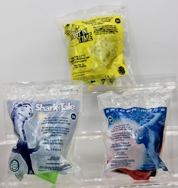 2004 Burger King Kids Meal Toys Spider-Man 2 SpongeBob Shark Tale