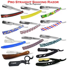 Barber Shaving Razor Straight Edge Folding Razor with Wood & Steel Handle