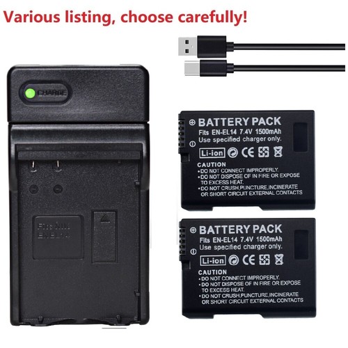 Batería o cargador para Nikon EN-EL14 D3100 D3200 D3300 D3400 D5100 D5200 D5300 - Imagen 2 de 48