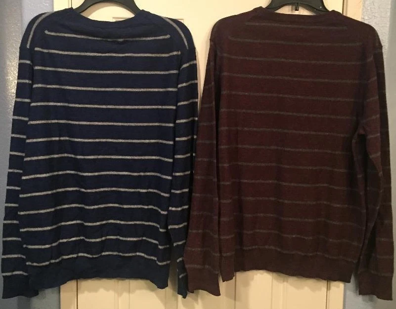 Suéter masculino SONOMA listra US$ 45 GUAGE FINA GOLA REDONDA leve todos os dias P G XXL - Imagem 2 de 4