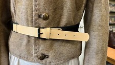 1 1/2" Canvas Painted "Tarred" C.S.A. Cloth Belt, Leather Ends - Civil War, 57"