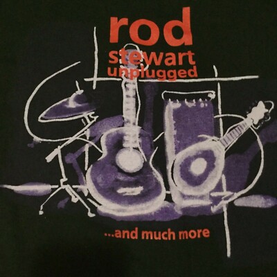 Vtg 90s Hanes Ultraweight Black Rod Stewart Unplugged and more T  