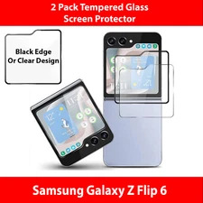 For Samsung Galaxy Z Flip 6 5G Tempered Glass Back Clear Black Screen Protector