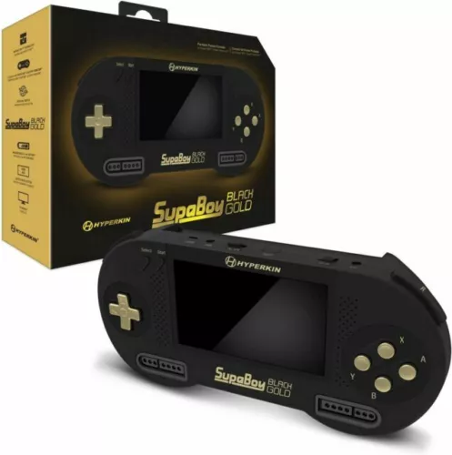 Hyperkin SupaBoy Portable Pocket Black/Gold Console for SNES Games Cartridge