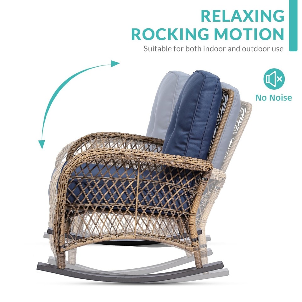 Outdoor Wicker Rocking Chair Patio Rattan Rocker Chair Rocking Wicker ...