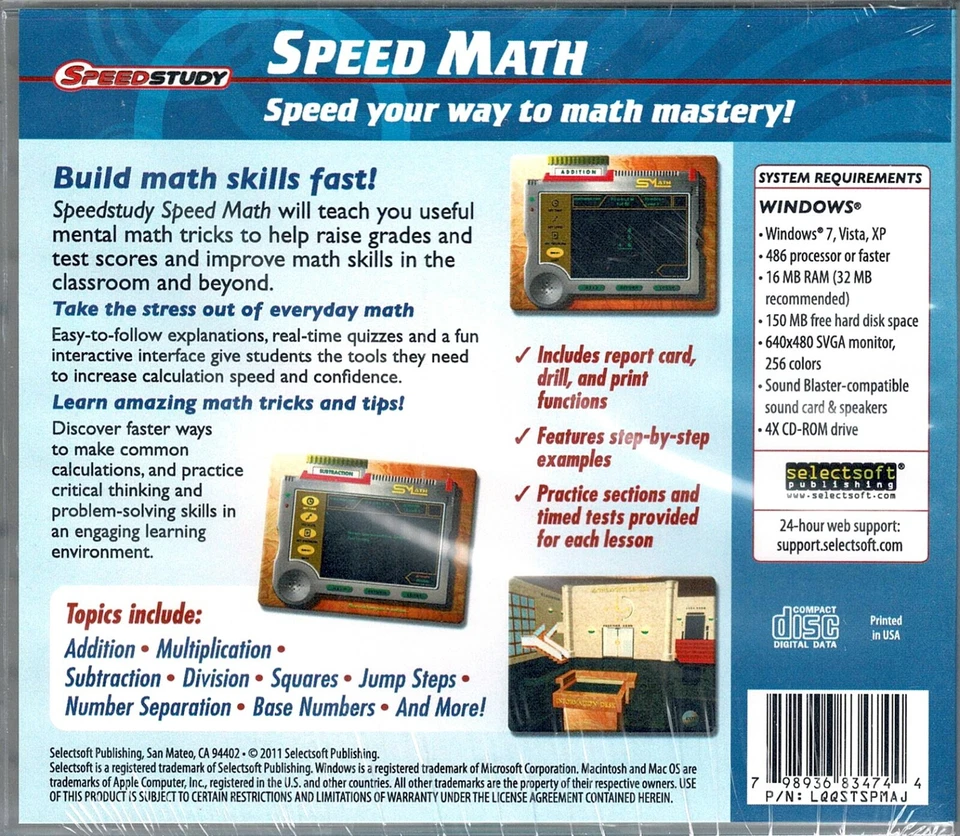 SpeedStudy Speed Math Pc New Math Tricks Tips Add Multiply Divide Subtract - Image 2 of 2