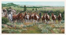 Elizabeth's Studio Wild  Free Horses On The Range 9900 Cream By The Panel