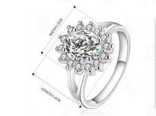 Flower 925 Sterling Silver 2.5 Cts Cubic Zirconia Engagement Wedding Ring RS43