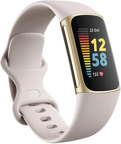 Rastreador de ejercicios Fitbit Charge 5 oro blanco ritmo cardíaco y monitor de sueño 2 - Imagen 1 de 8