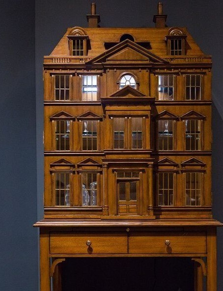 Georgian Mahogany Dollhouse Bar Cabinet with Paris Brass Accents