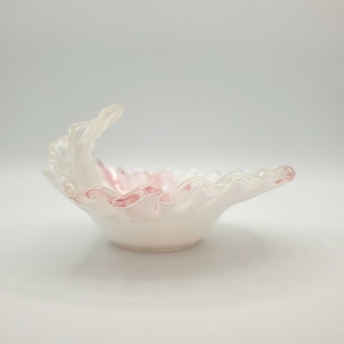 Linea Mary Murano Italy Art Glass Candy Dish Kristall Clear, Pink & White 5.5 in - Picture 3 of 8