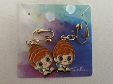 Frozen Princess Anna Clip On Earrings, Girl No Pierced Earring, Children Jewelry