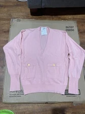 VINTAGE CHANEL BOUTIQUE CASHMERE SWEATER PINK GOLD CC's
