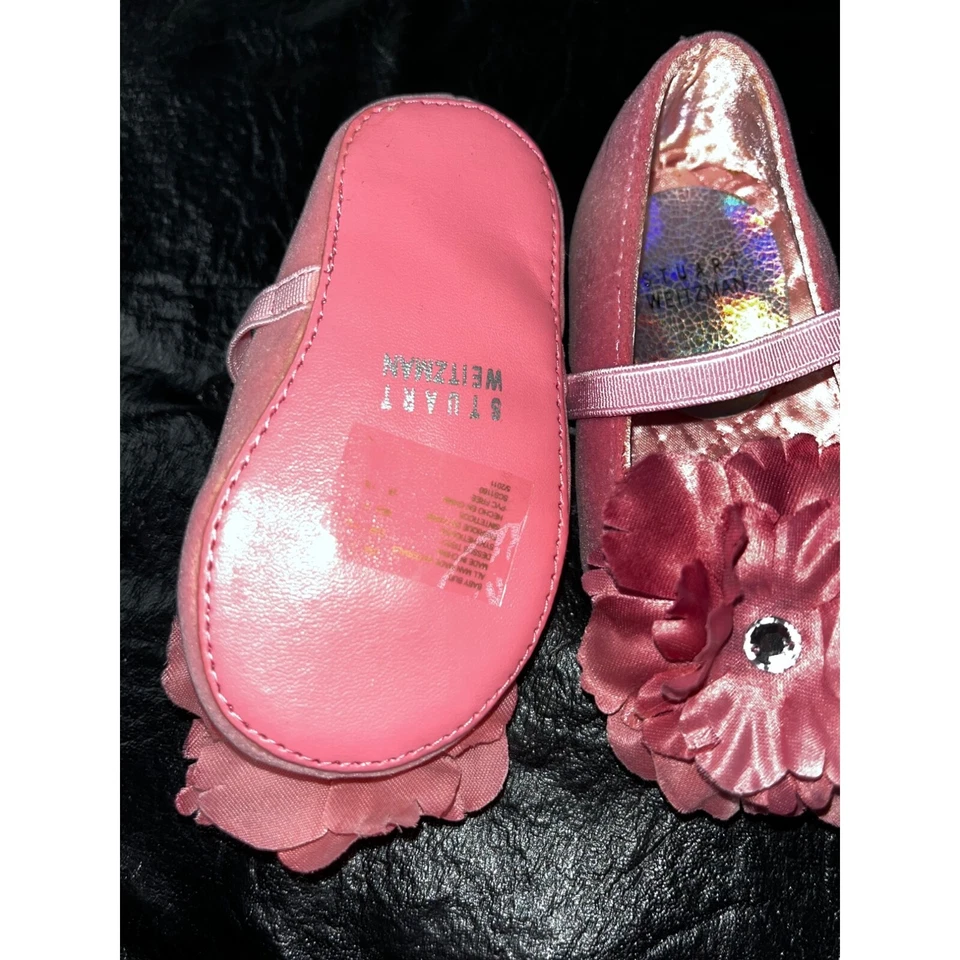 My First Stuart Weitzman Bebé Niñas Rosa Flor Ballet Pisos Talla 2 3-6 Meses Foto 3 de 4