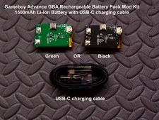 Gameboy Advance  Rechargeable Battery Pack 1500mAh Li-ion USB-C Cable included
