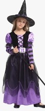Little Naughty Violet Witch Costume Girl Medium Purple Halloween Dress Hat Belt