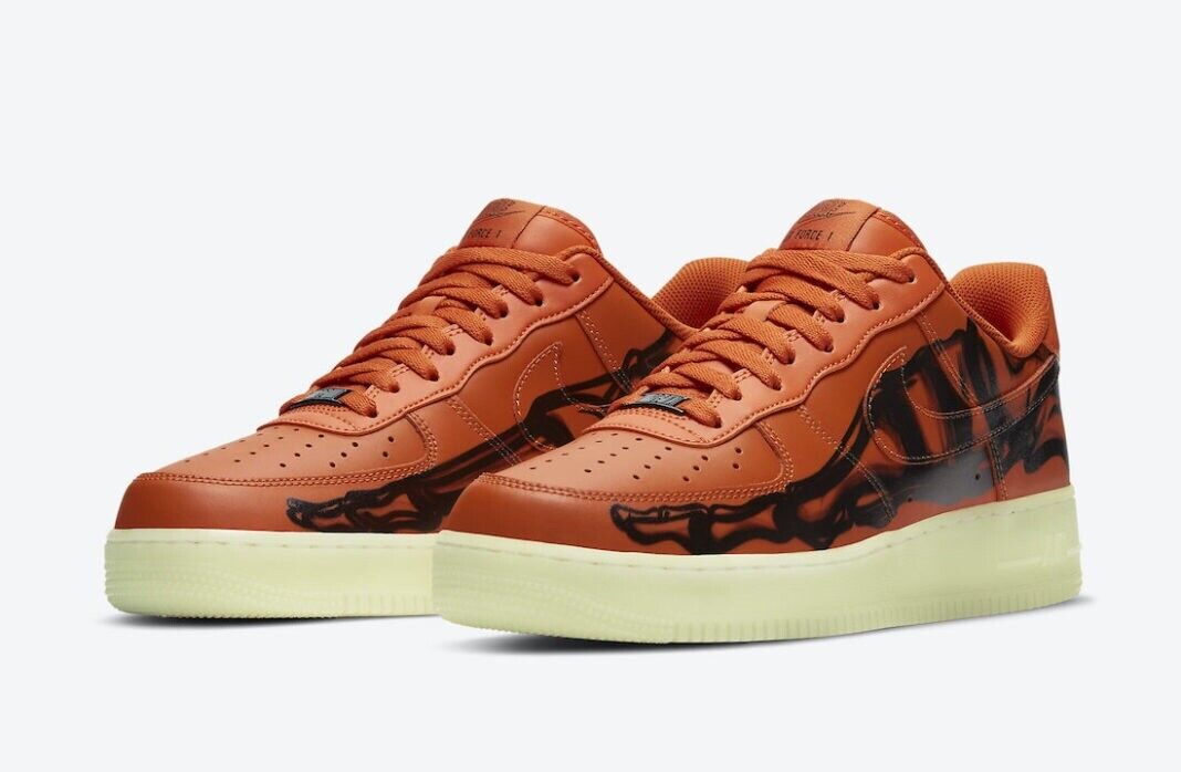 New Nike Air Force 1 Low Orange Skeleton Mens Size 8.5 New Nike Air Force 1 Low Orange Skeleton Mens Size 8.5