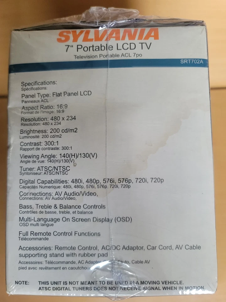 Sylvania Portable LCD TV Television ATSC/NTSC Tuner ACL 7pc Player Dual 7”SEALED - Image 4 of 4
