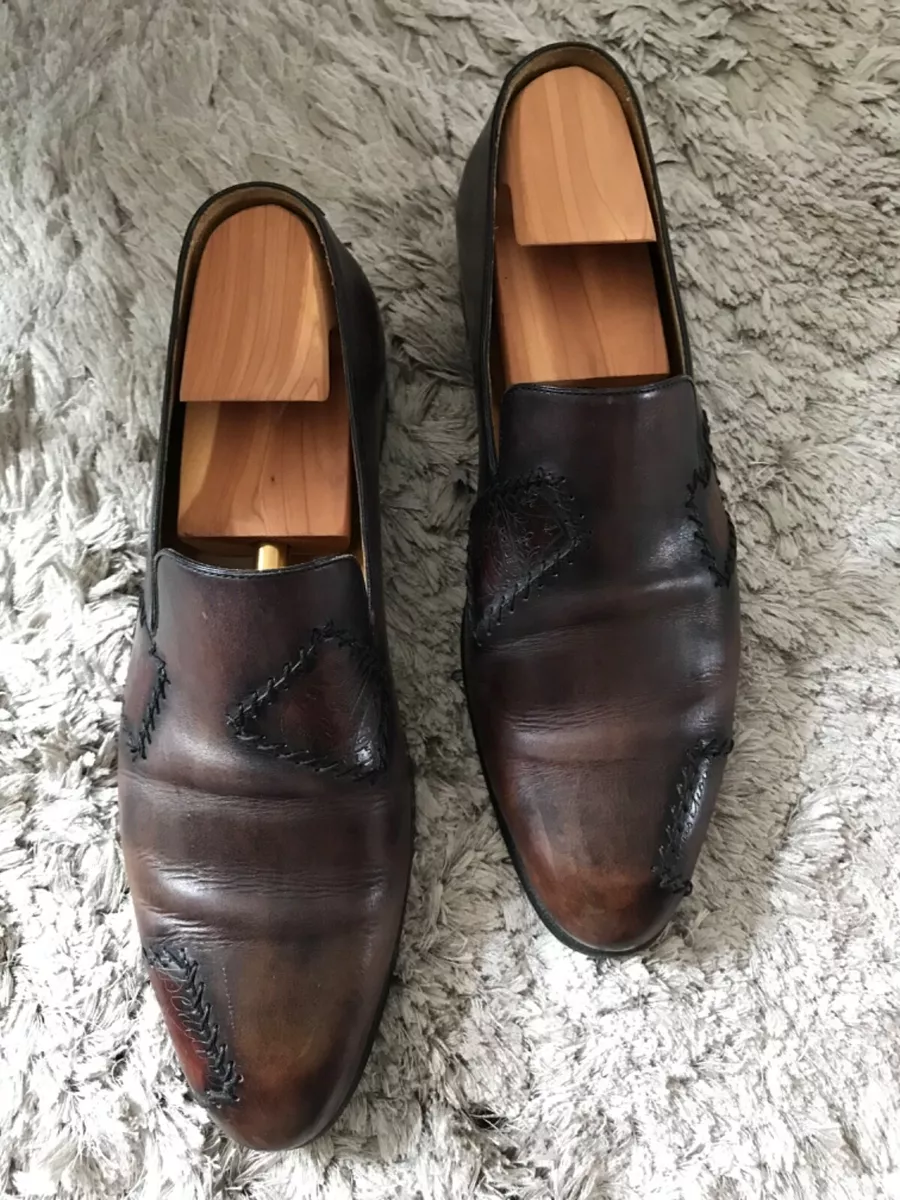 Berluti Mens Shoes Brown Leather Loafers UK 8.5 US 9.5 EU 43 Scritto Patches