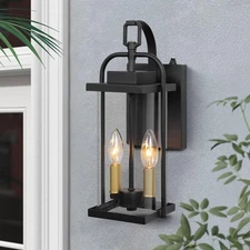 Outdoor Wall Sconces, Modern Exterior Wall Mount Lamp Fixture, 14.6" H, Black...
