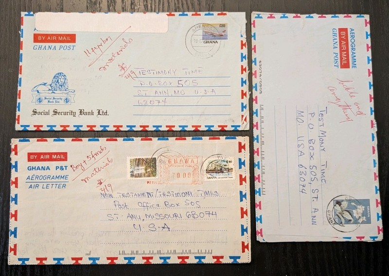 ++ 3 GHANA POST AEROGRAMME 1980 AIRMAIL to USA Envelope Letter Collection Lot 2