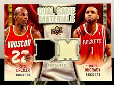 CLYDE DREXLER/TRACY MCGRADY 2009-10 UPPER DECK NM/MT GAME USED MATERIALS #DG-CT
