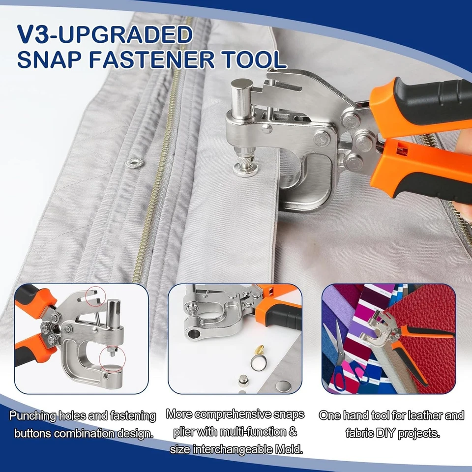 Leather Snap Pliers Set - 90 Snaps, 3 Sizes, Rust-Resistant - Image 4 of 4