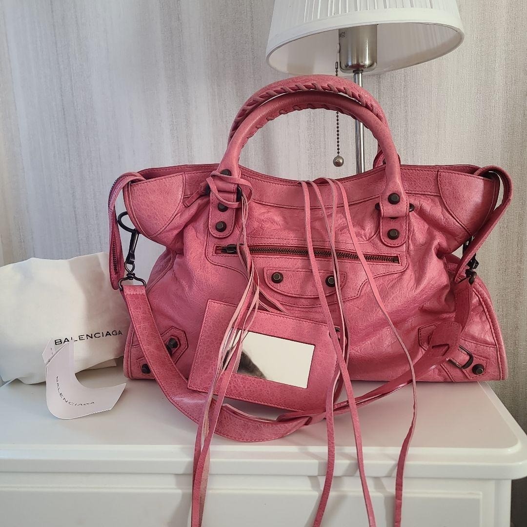 Balenciaga The City Bag 115748 Pink Leather 2Way Tote Shoulder Y2K thumbnail 3