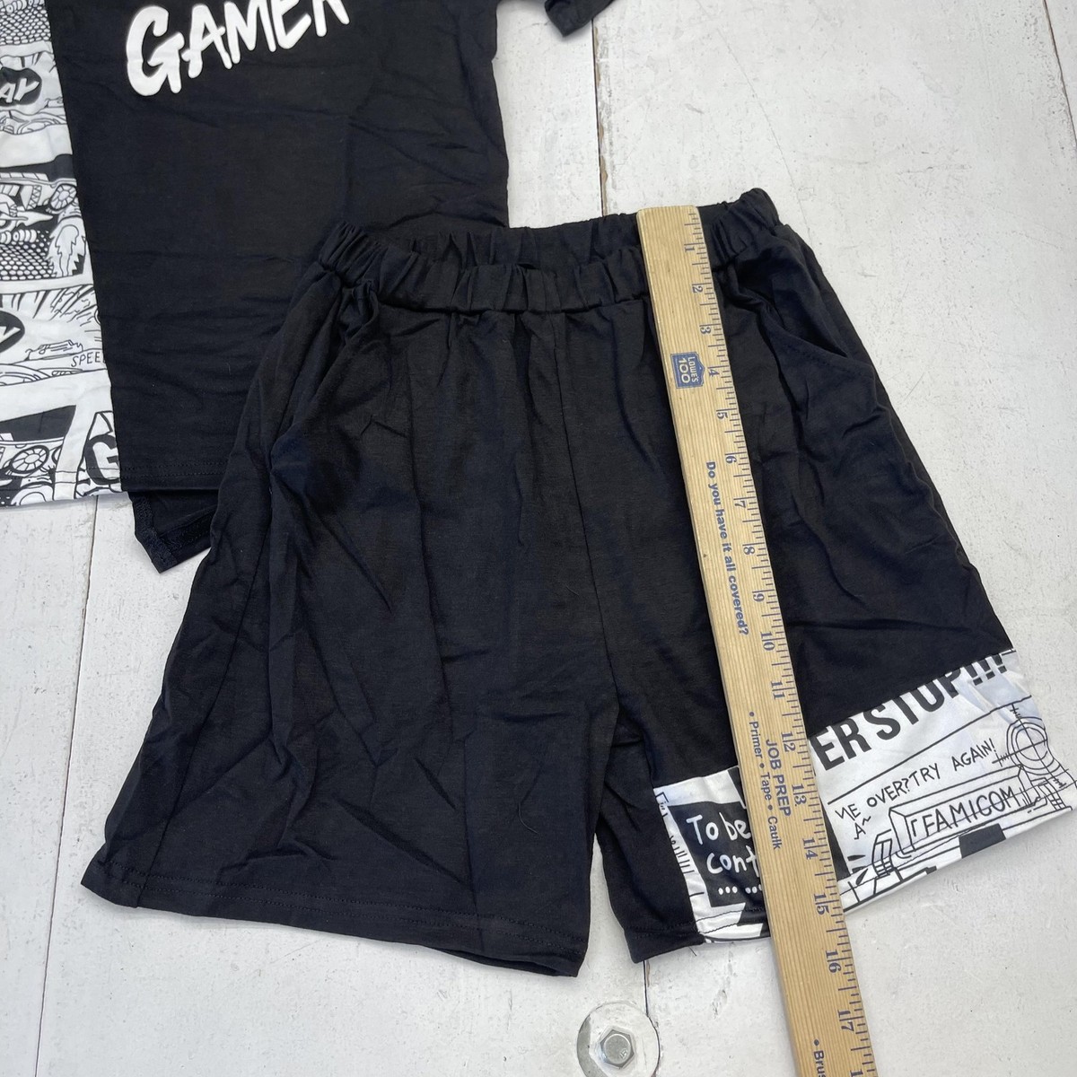 Gamer Shirt Shorts Set Boys 9-10Y Black Colorblock Comic Graphic 2