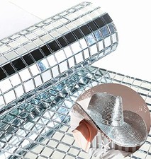 Real Glass Mirrors Mosaic Tiles Sticker for Craft Square Glass 2400PCS Silver