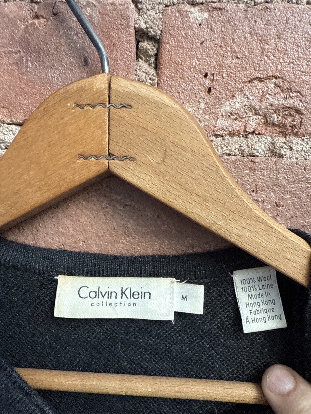Vintage Calvin Klein Collection Men's Sweater, Size Medium, Gray 100percent Wool image 4