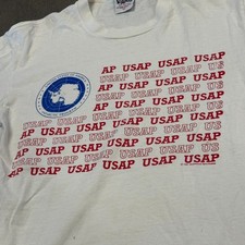 Rare US Antarctic Program Volunteer Knit Tee 90s USA Made White Shirt Sz M