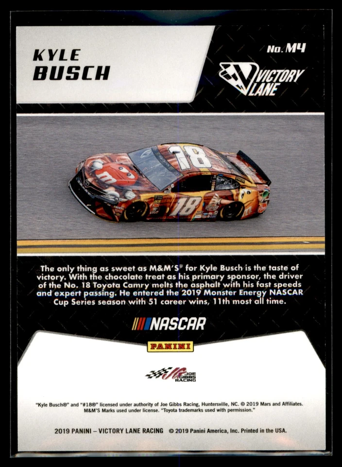 2019 Panini Victory Lane Racing NASCAR Machines BLUE #M4 Kyle Busch #59/99 - Image 2 of 2