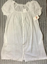 Eileen West Sleepwear Short Robe Size XSMALL Cotton Lawn Woven Swiss Dot White
