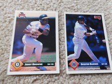 LOT OF 2 BASEBALL CARDS SKEETER BARNES JERRY BROWNIE 1992 LEAF
