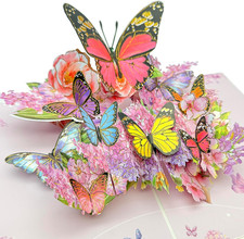Greeting Cards Butterfly Flower, Forever Flower Bouquet 3D Pop up Birthday Gifts