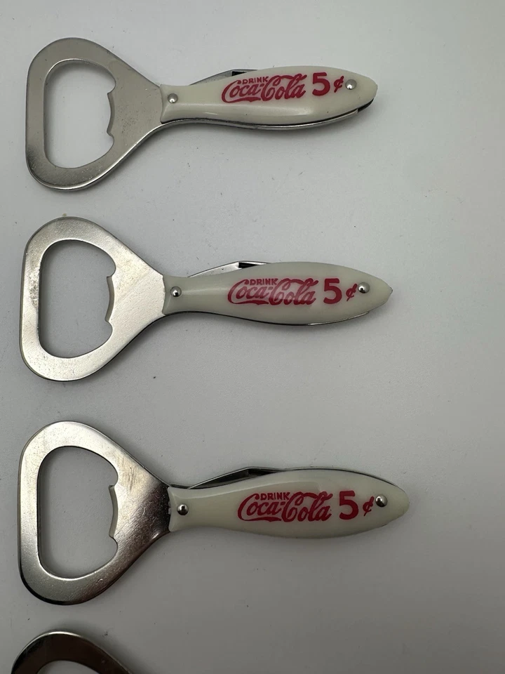 LOT OF 10 VINTAGE COLONIAL KNIFE CO PROV RI COCA COLA 5 CENTS BOTTLE OPENER NOS - Image 4 of 4