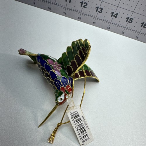 Cloisonné Colibrì Metallo Smaltato Decorazione Albero di Natale 3" - Foto 6 di 14