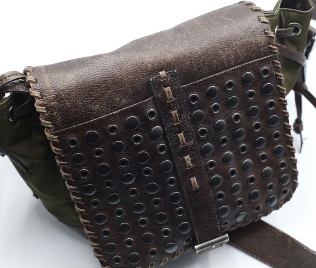 Prada Archive Studded Leather Shoulder Bag-image