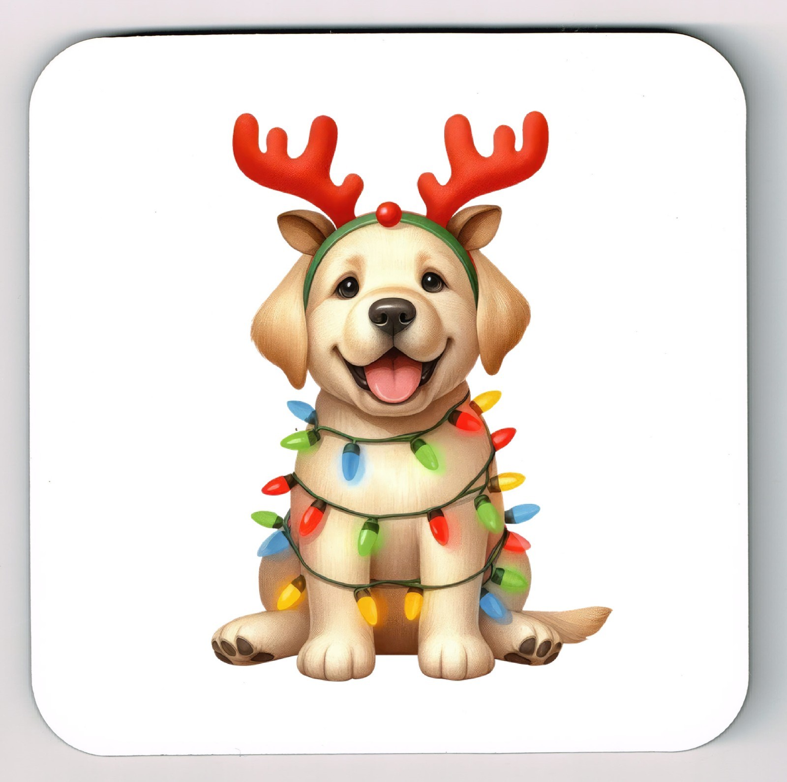 Golden Labrador Coaster, Golden Labrador Christmas Themed Dog Lovers Coaster
