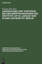 Ansprachen Und Vorträge Bei Der Eröffnungsf...