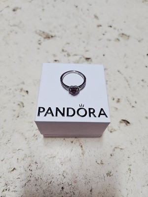 Pandora Red Silver Elevated Heart Ring Size 5