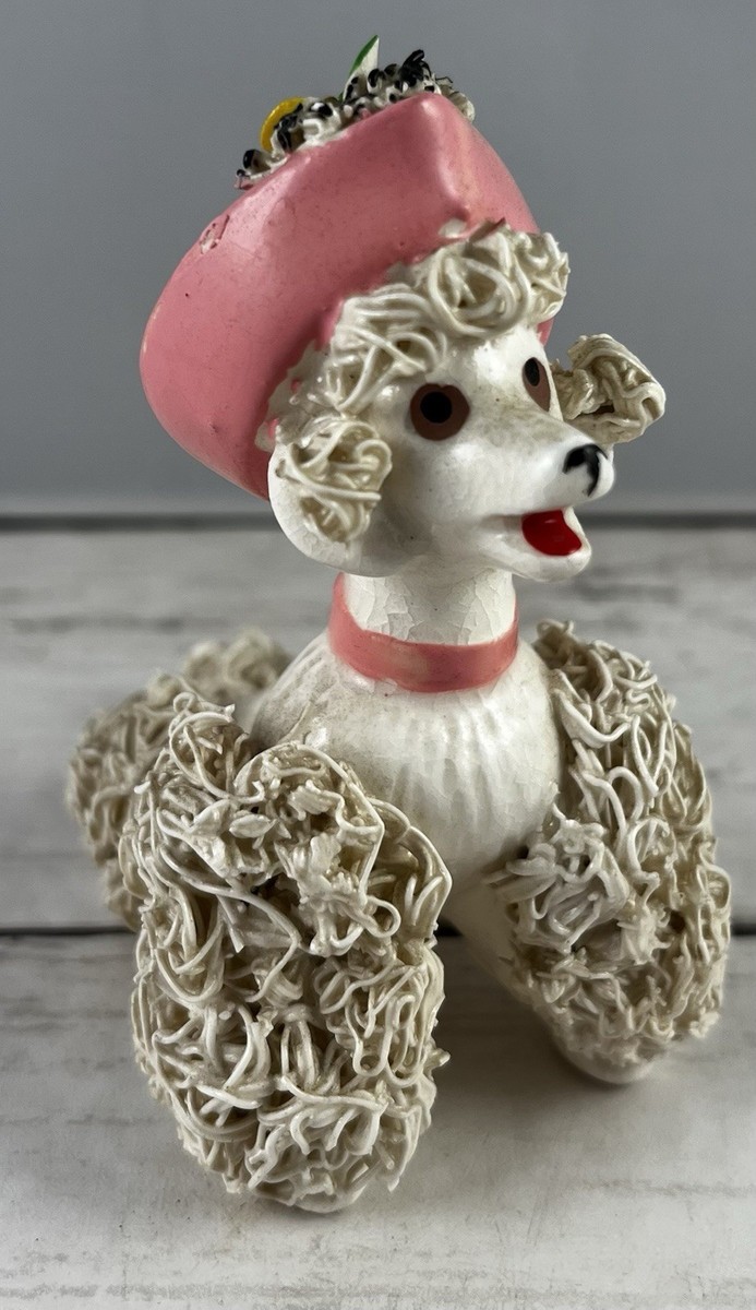 Vintage Wales Spaghetti Poodle Dog Figurine w/ Pink Pillbox Hat | eBay