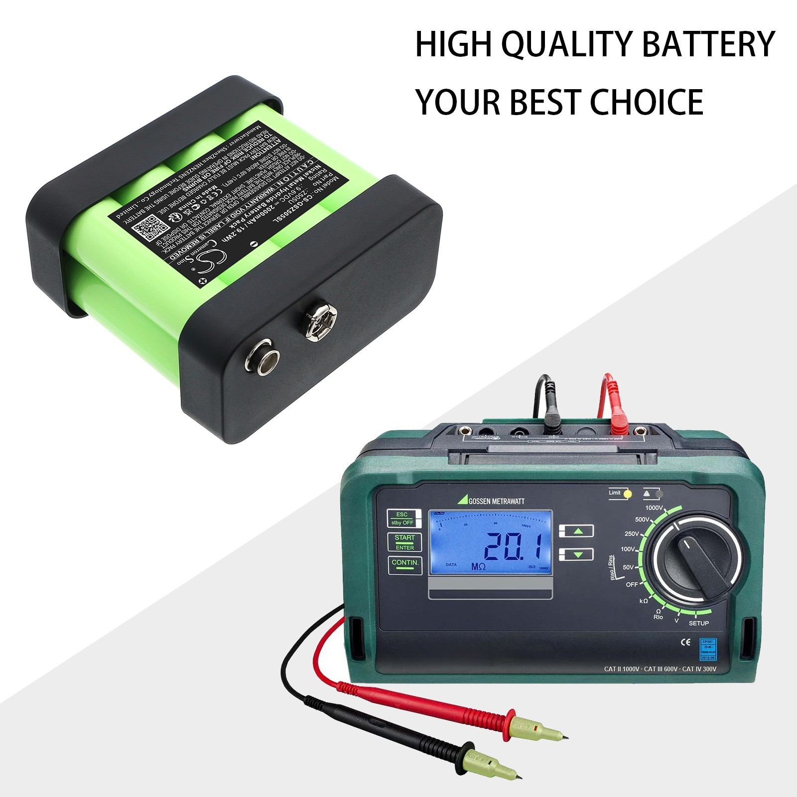 Battery 2000mAh Type HR-3UTGX Z505 For Gossen METRISO Metrawatt PROFiTEST