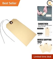 Blank Shipping Tags with Wire,100 Tags 4 3/4" X 2 3/8", Manila Card Stock wit...