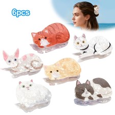 6PCS Cute Cat Hair Claw Clips Non-Slip Strong Hold Jaw Style Headwear for Women