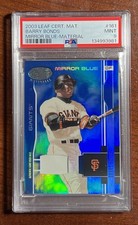 2003 Leaf🍁Certified Materials Barry Bonds👑MIRROR BLUE🚨GU Base⚾️PSA 9🔥/100🎇